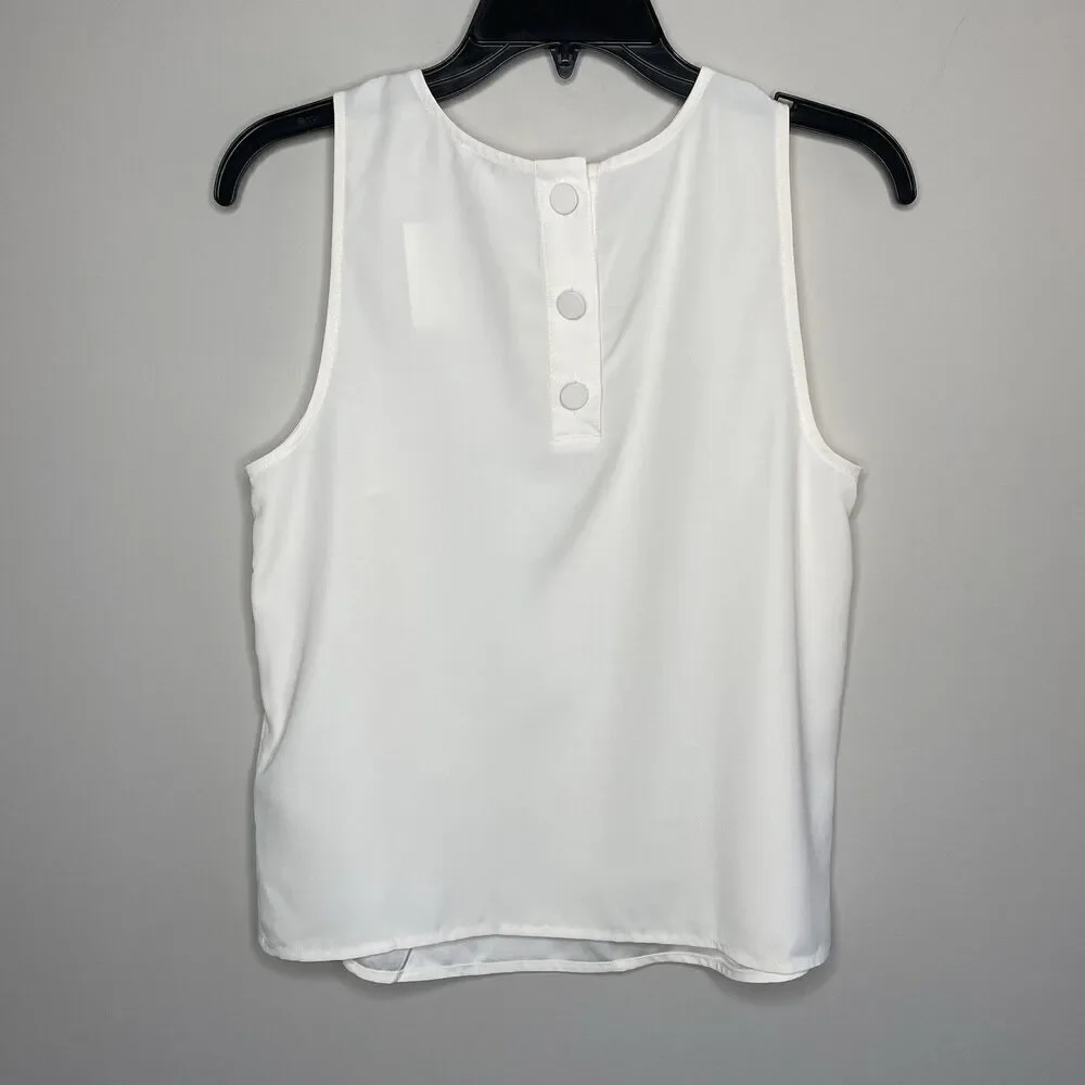 J.CREW Top Women XS Sleeveless Button-Back Shell NEW Ivory BY429 - Picture 6 of 11